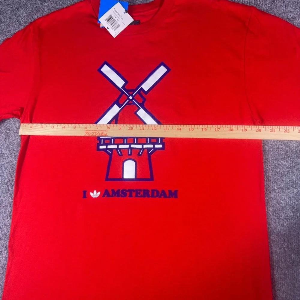 Vintage Authentic Adidas Originals Amsterdam Tee Red Windmill Graphic 2006 M NWT